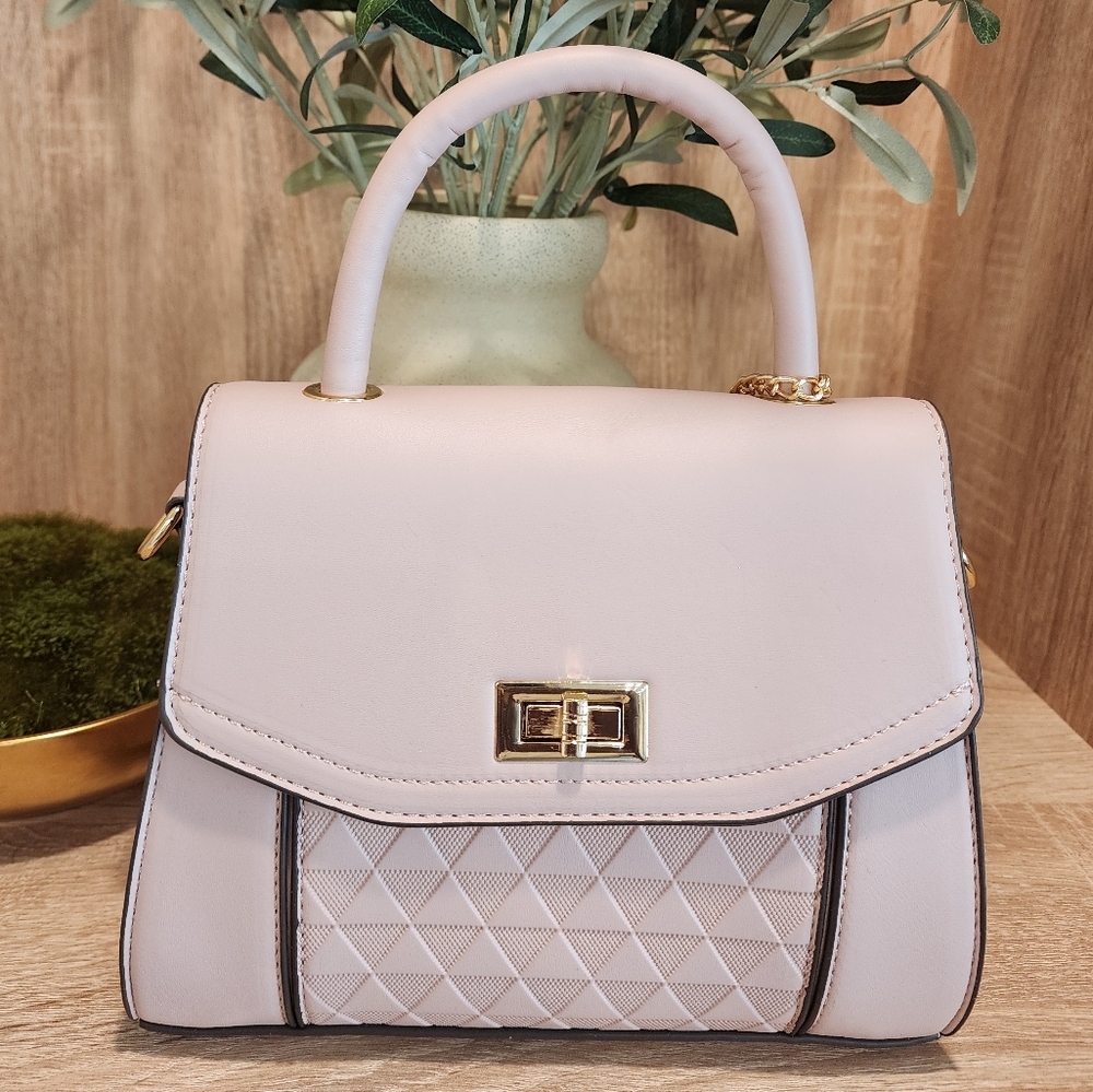 AR New York Pink Vegan Leather Handbag with Gold Accents Women's Crossbody - Picture 2 of 8
